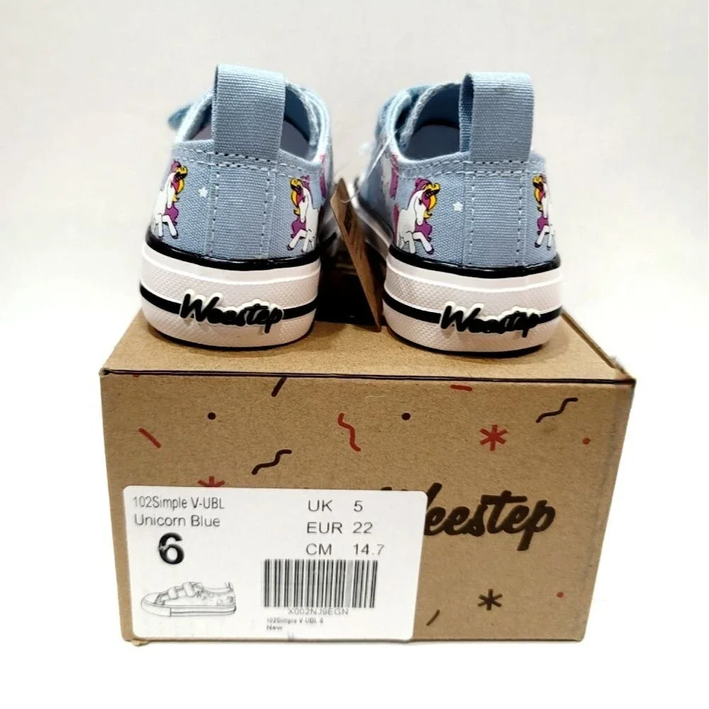 NWT Weestep Toddler Adjustable Velcro Double Strap Unicorn Canvas Sneakers Sz 6